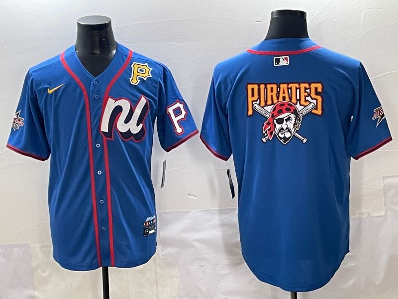 Men 2025 Pittsburgh Pirates Blank Blue All star Nike MLB Jersey style 4->pittsburgh pirates->MLB Jersey